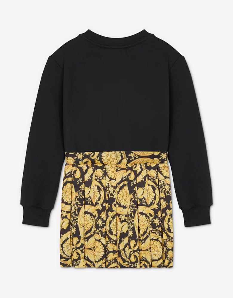 Girls Barocco Logo Dress in Black