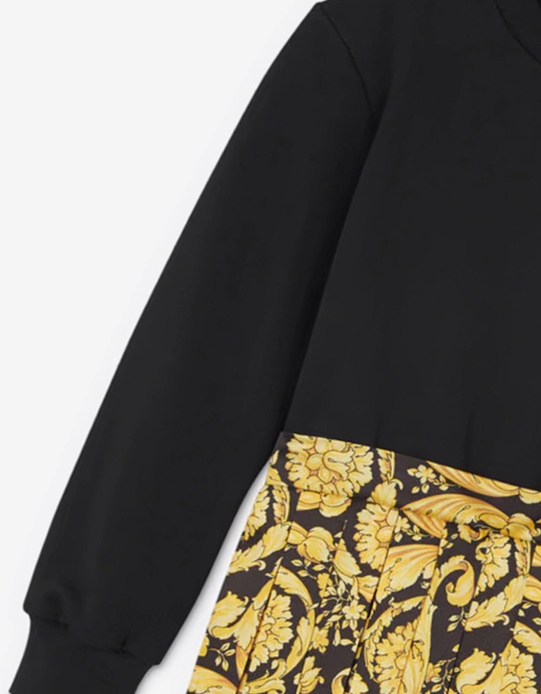 Girls Barocco Logo Dress in Black