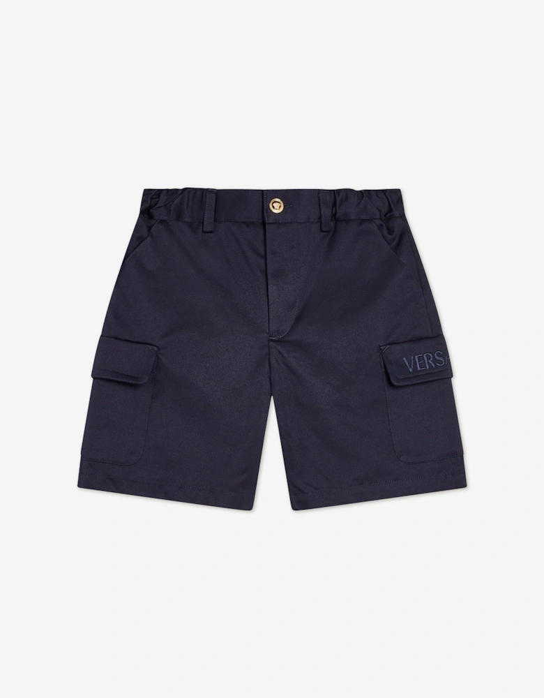 Boys Logo Cargo Shorts in Blue