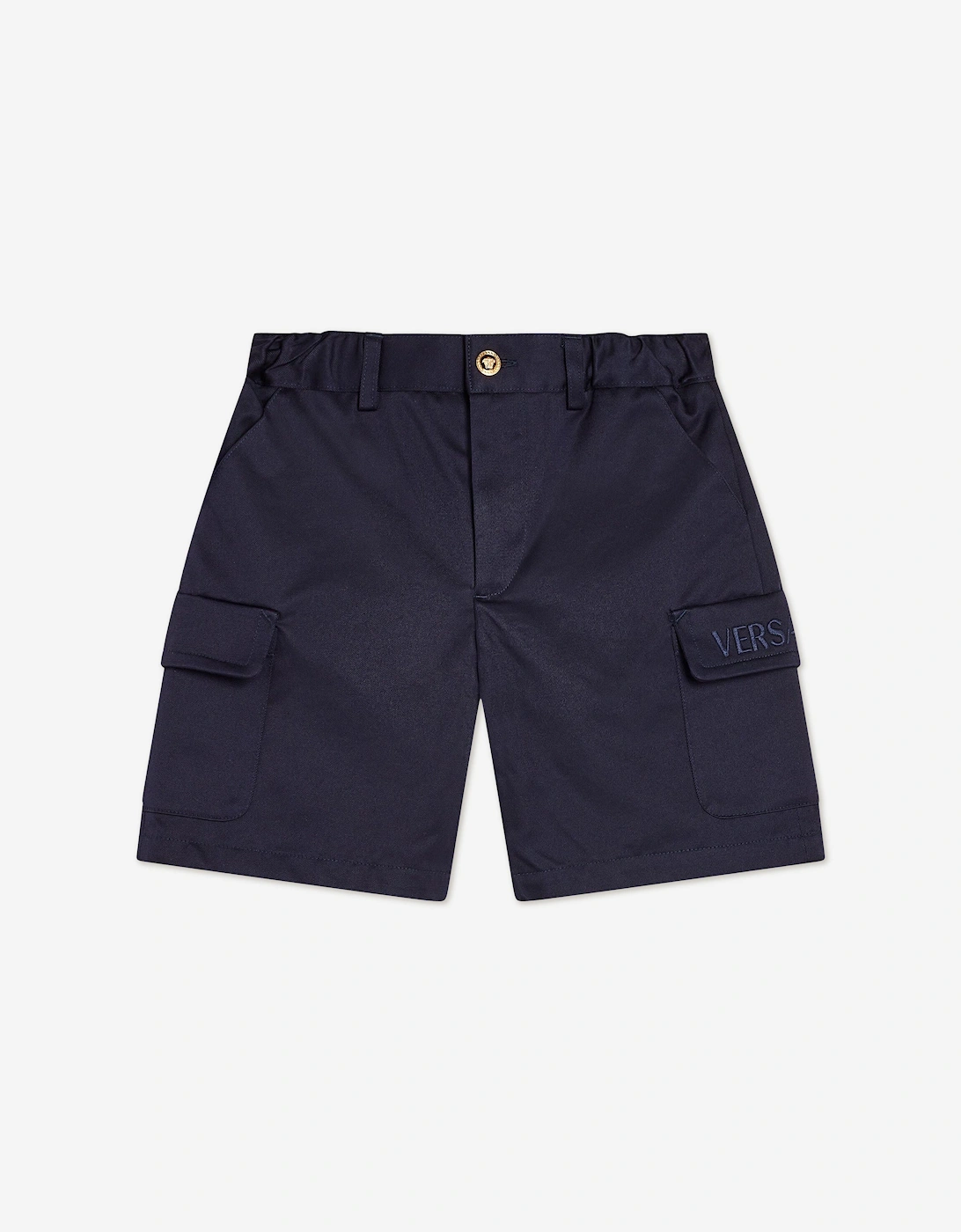 Versace Boys Navy 'S Logo Cargo Shorts In  8 Years Size 8 Yrs Kids