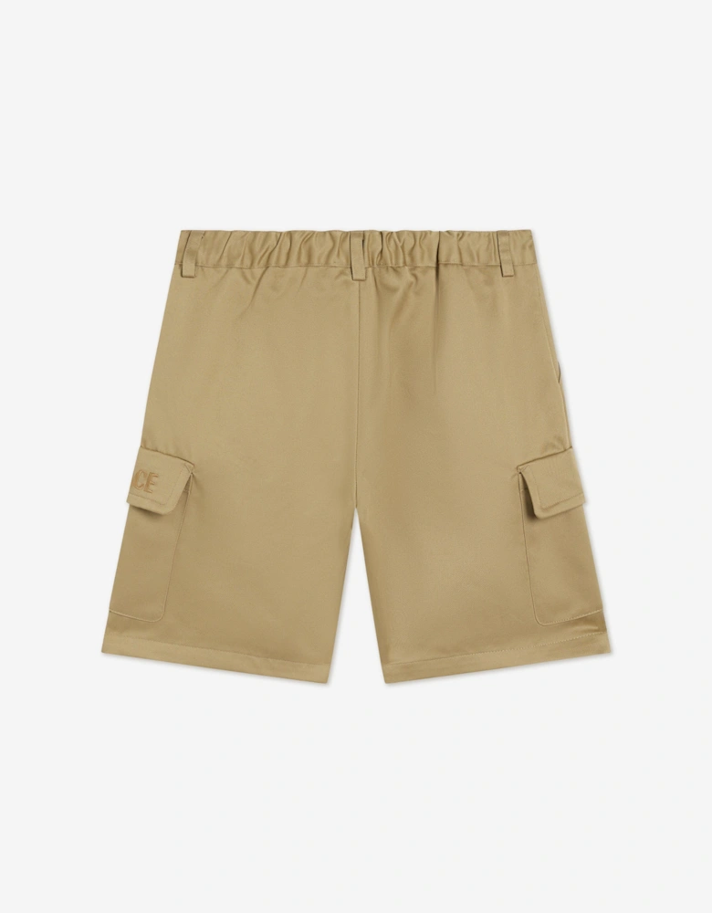 Boys Logo Cargo Shorts in Beige