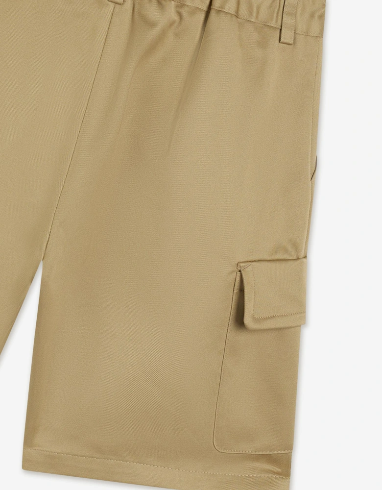 Boys Logo Cargo Shorts in Beige