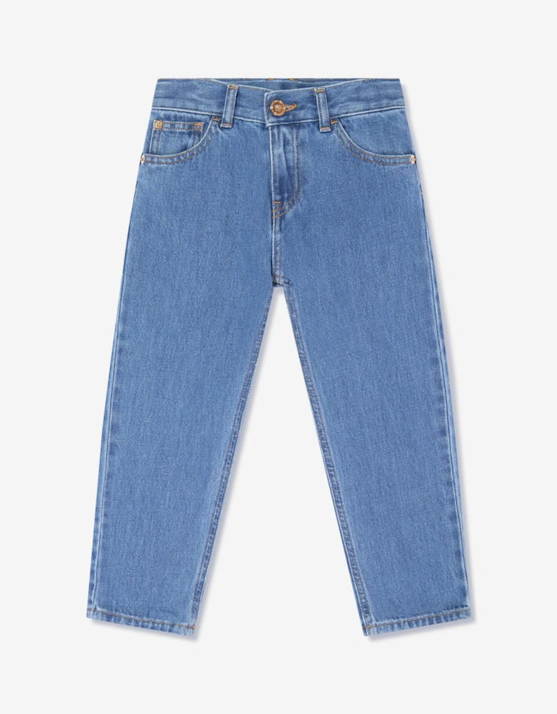 Boys Washed Denim Regular Jeans in Blue
