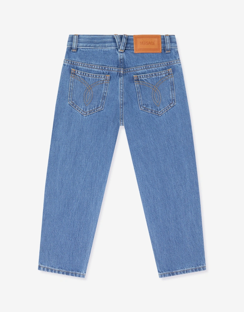 Boys Washed Denim Regular Jeans in Blue