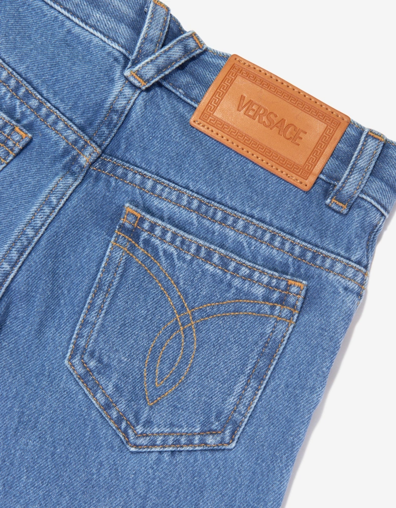 Boys Washed Denim Regular Jeans in Blue