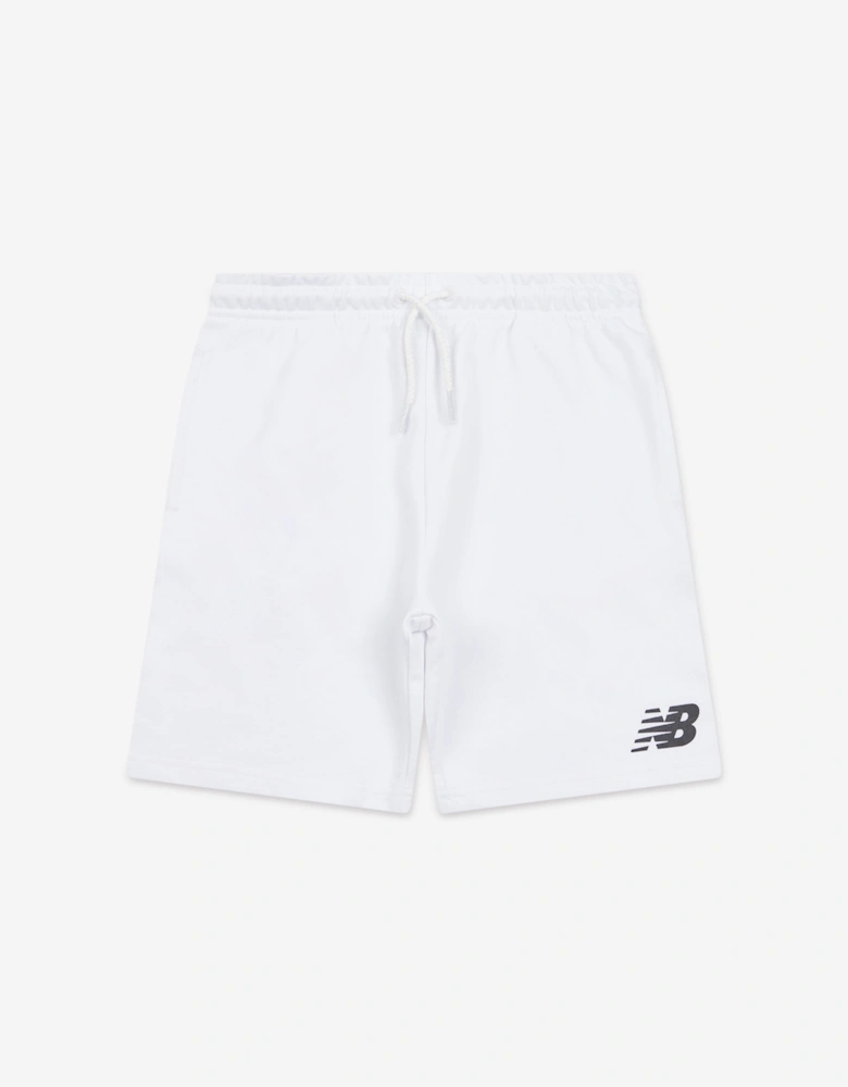 Boys French Terry Stacked Logo Shorts in White