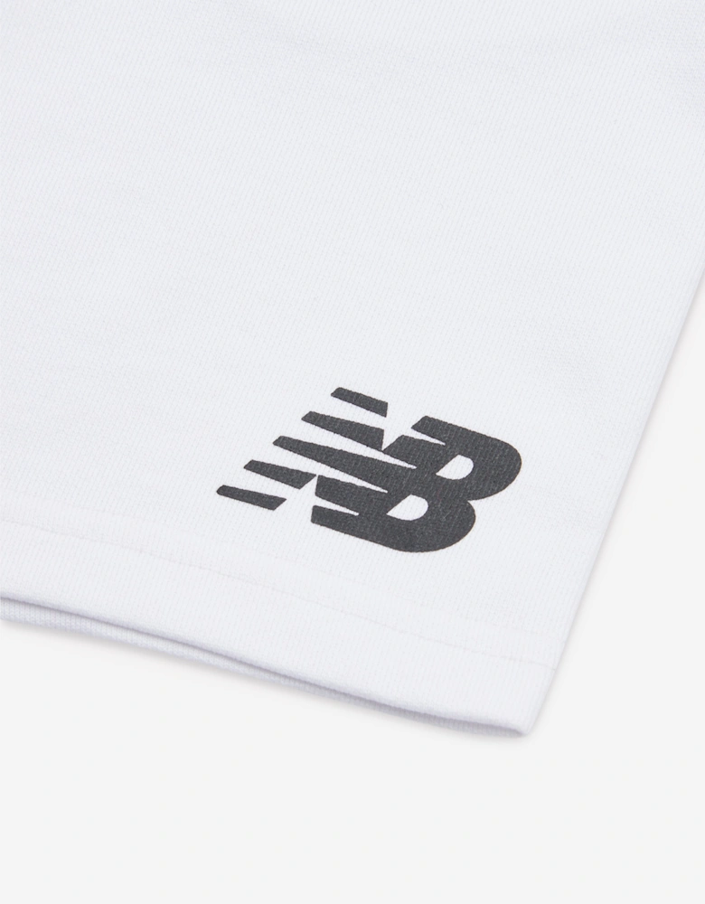 Boys French Terry Stacked Logo Shorts in White