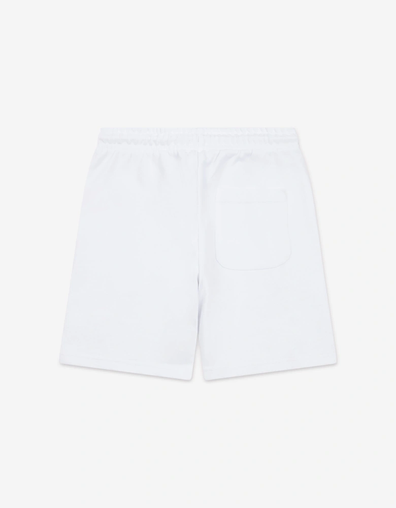 Boys French Terry Stacked Logo Shorts in White