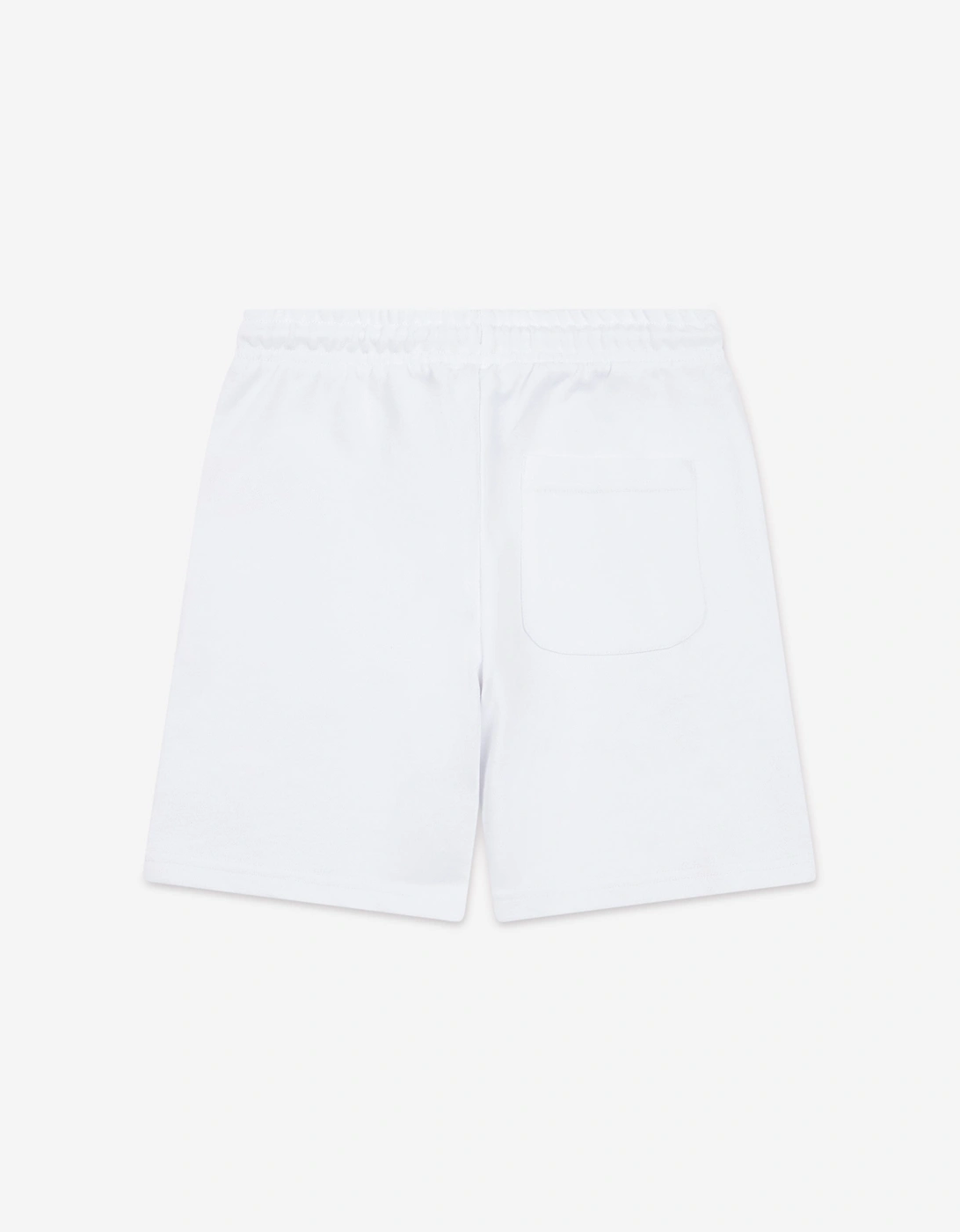 Boys French Terry Stacked Logo Shorts in White