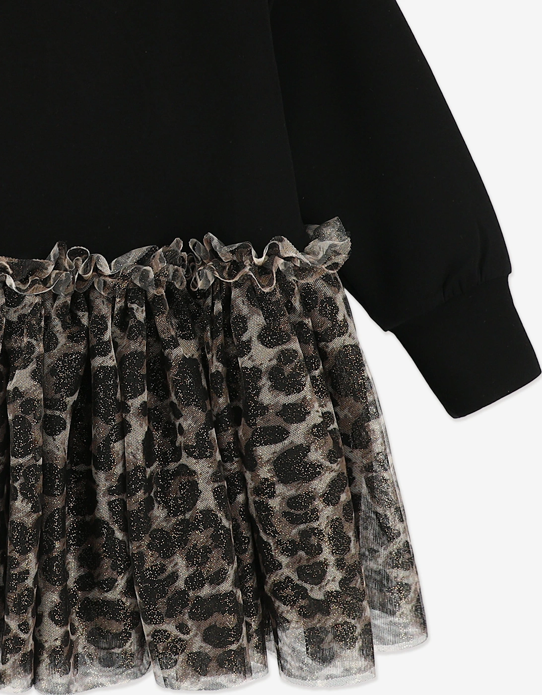 Angels Face Girls Juniper Leopard Tulle Sweater Dress in Black
