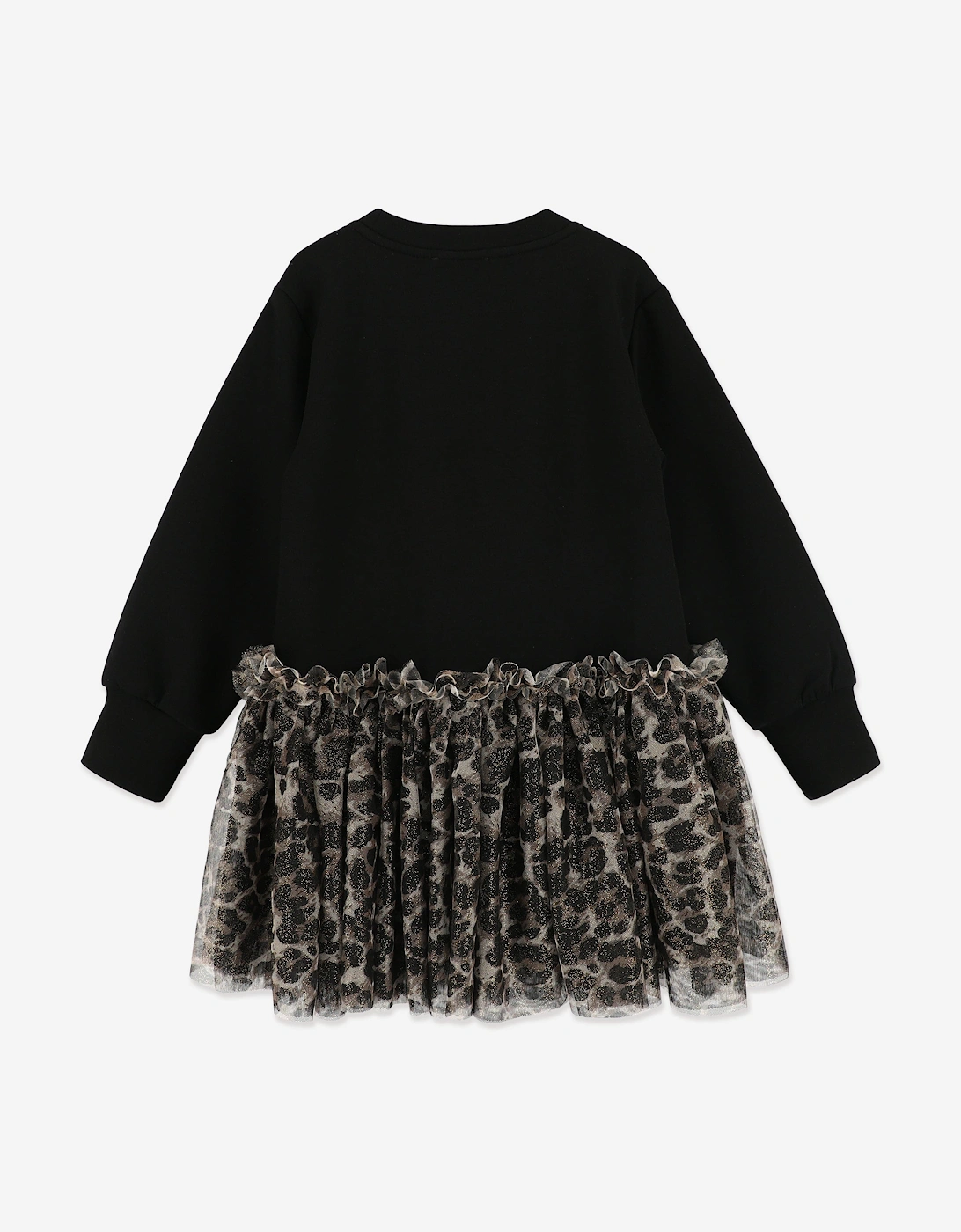 Angels Face Girls Juniper Leopard Tulle Sweater Dress in Black