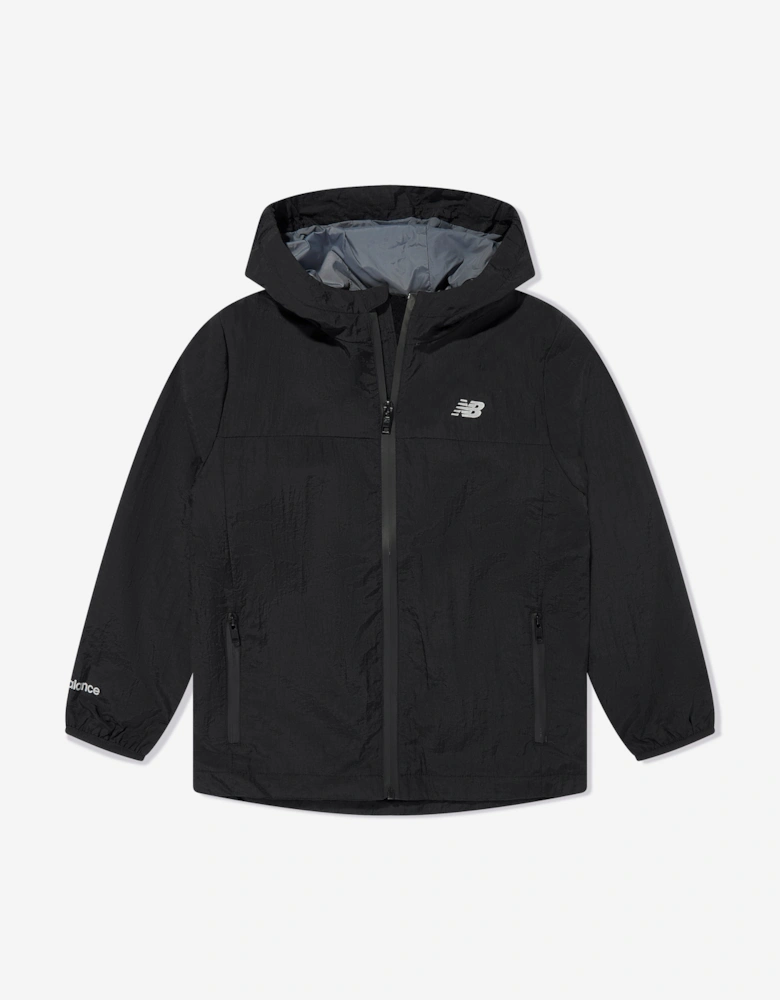 Boys Athletics Woven Mesh Lined Jacket in Black