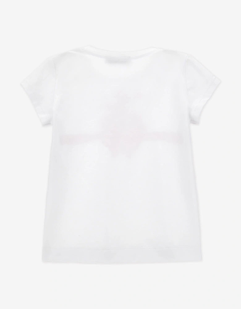 Girls Floral Bow T-Shirt in White