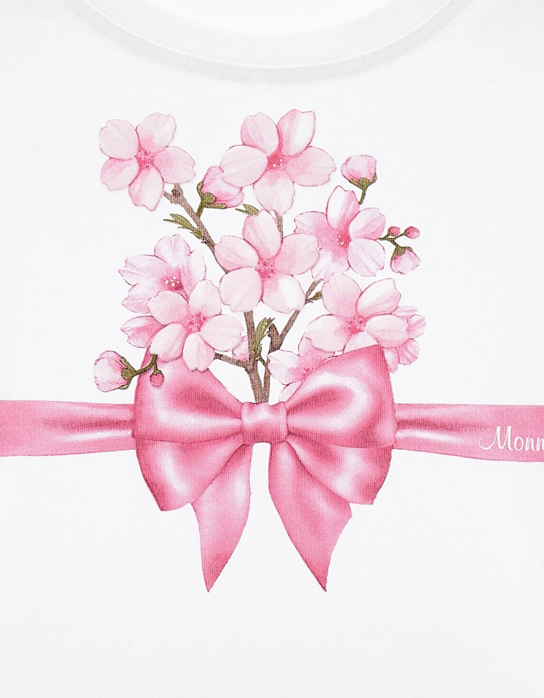 Girls Floral Bow T-Shirt in White