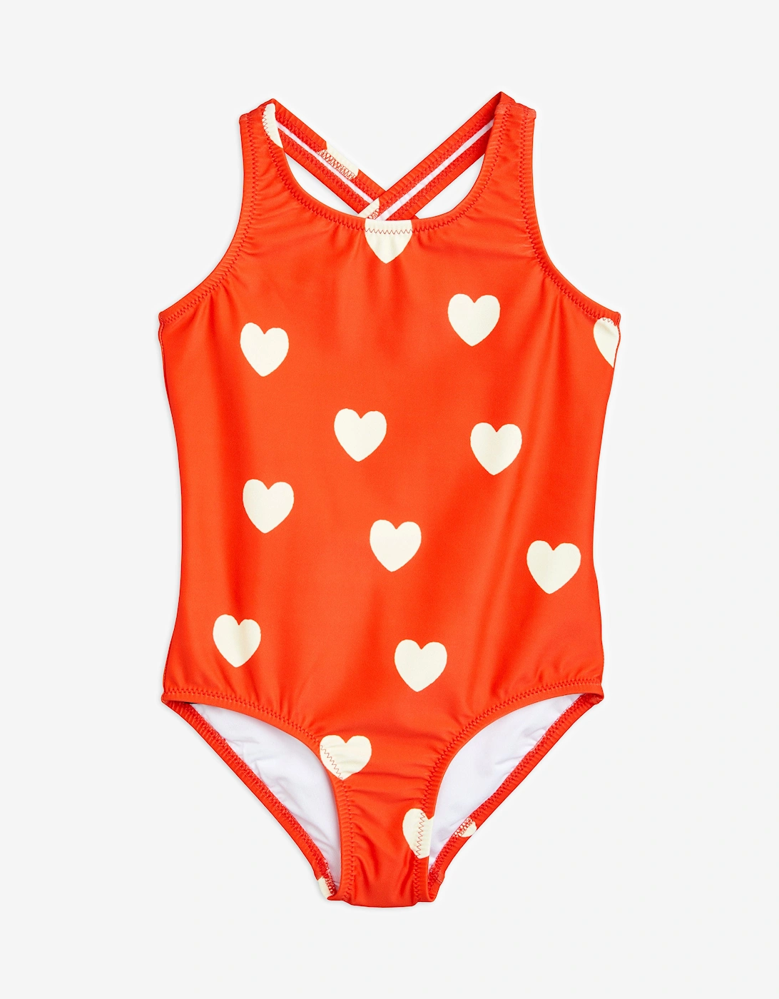 Girls Heart Print Swimsuit in Red, 5 of 4