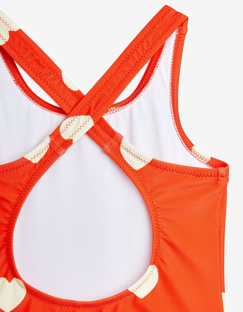 Girls Heart Print Swimsuit in Red