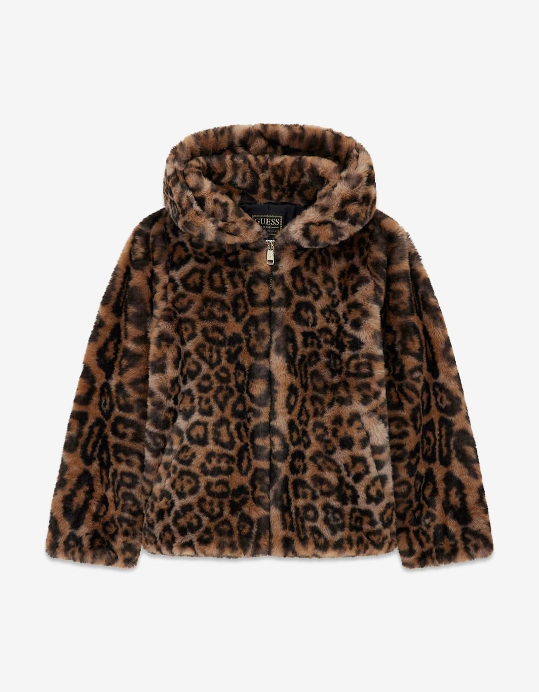 Girls Hooded Faux Fur Jacket in Brown, 5 of 4