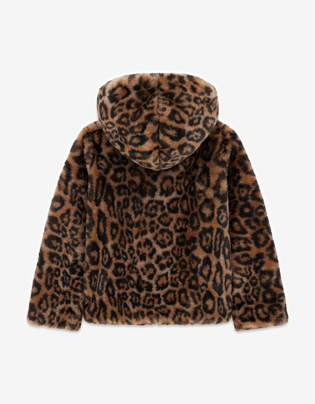 Girls Hooded Faux Fur Jacket in Brown