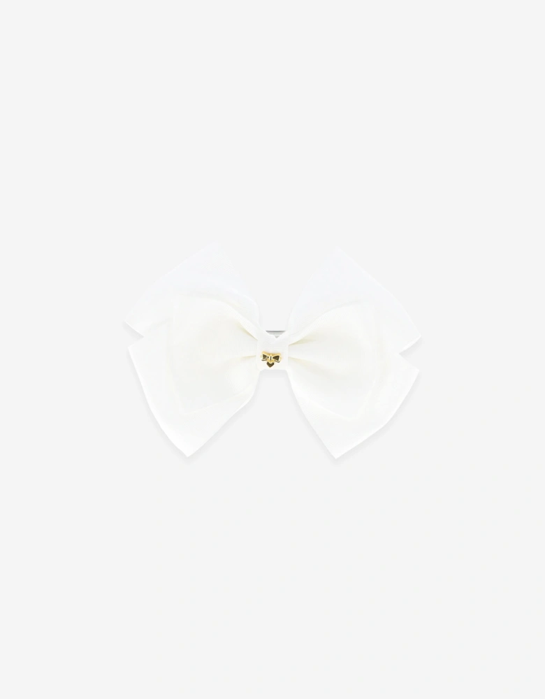 Angels Face Girls Mega Bow Hair Clip in White