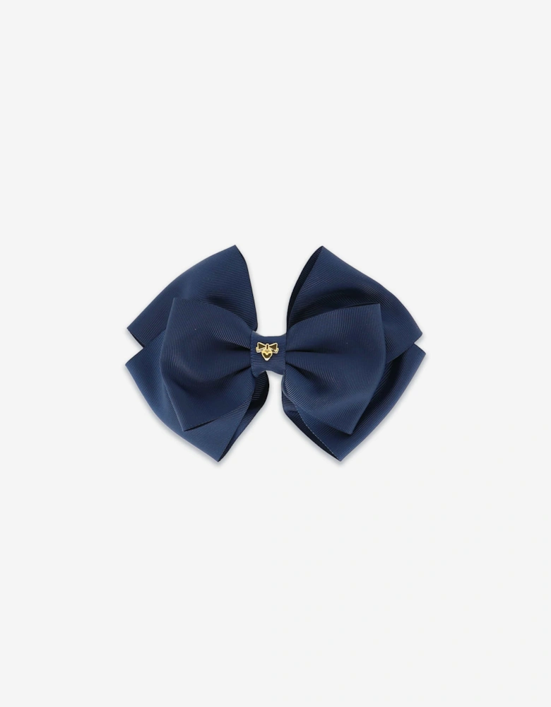 Angels Face Girls Mega Bow Hair Clip in Navy
