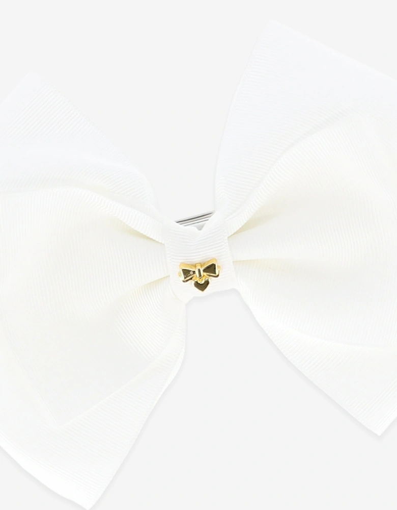 Angels Face Girls Mega Bow Hair Clip in White