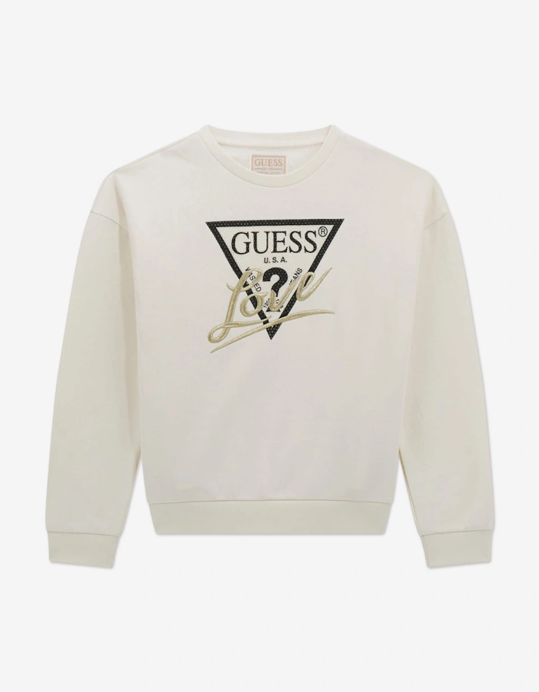 Girls Love Logo Sweatshirt in Ivory