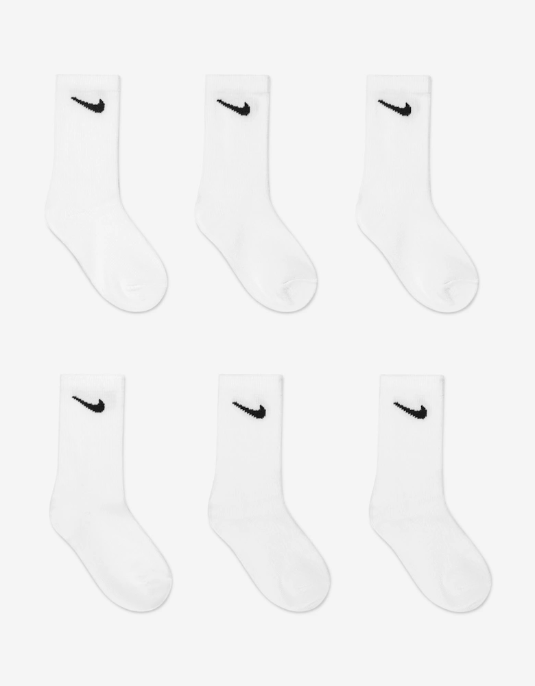 Kids Basic Crew Socks Set (6 Pack) in White