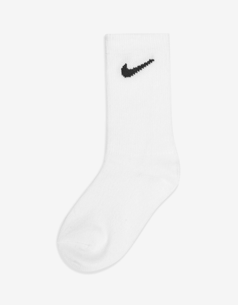 Kids Basic Crew Socks Set (6 Pack) in White