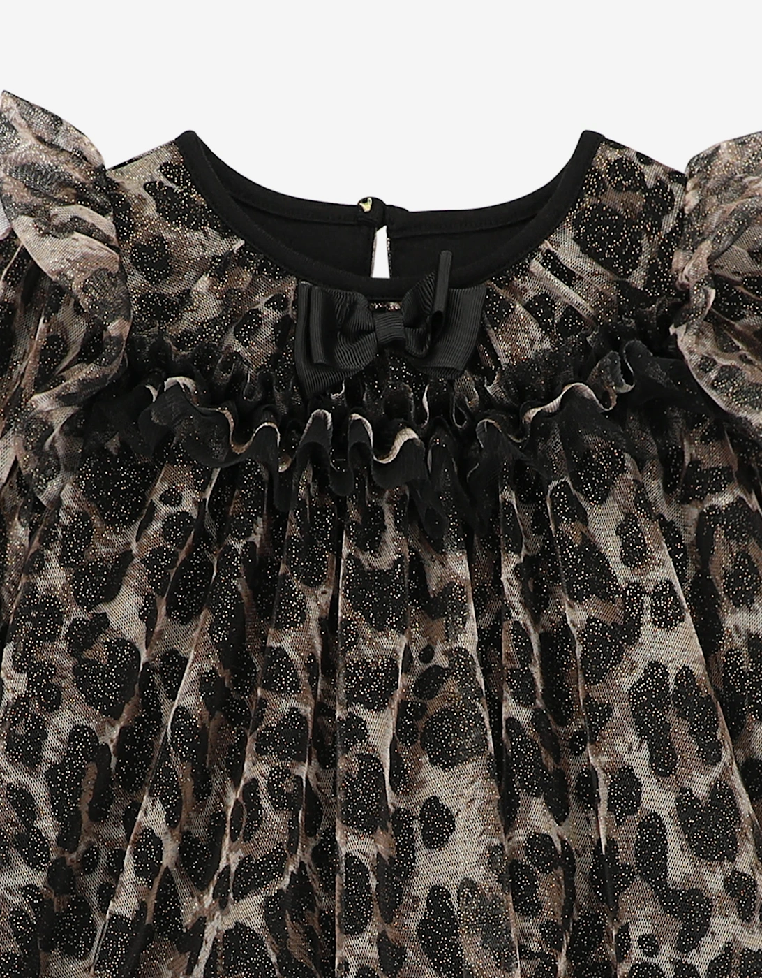 Angels Face Baby Girls Nadiya Leopard Dress in Black