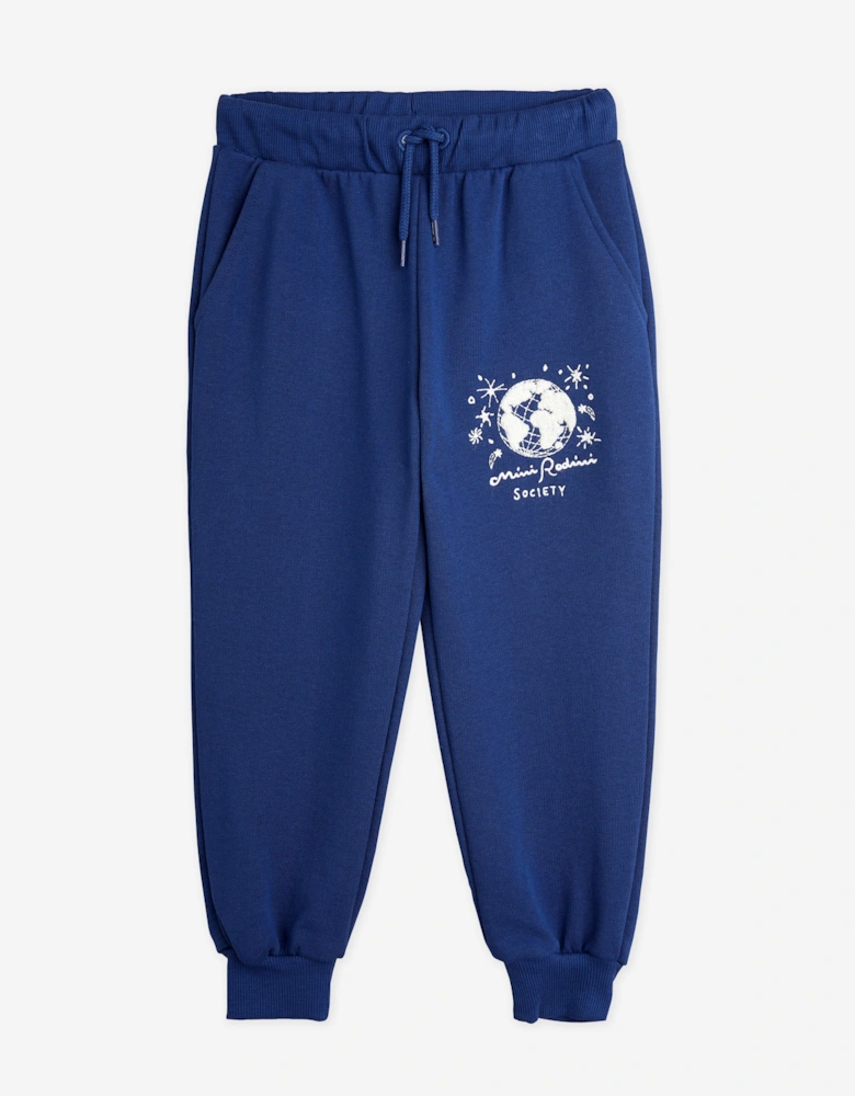 Kids Society Embroidered Joggers in Blue