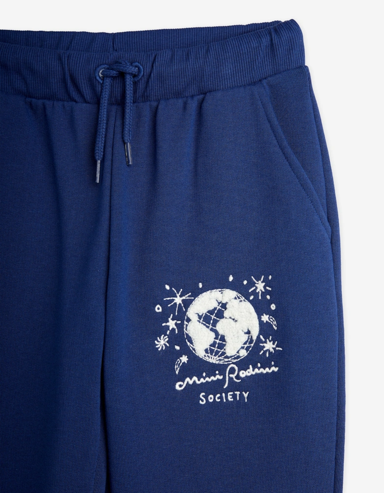Kids Society Embroidered Joggers in Blue