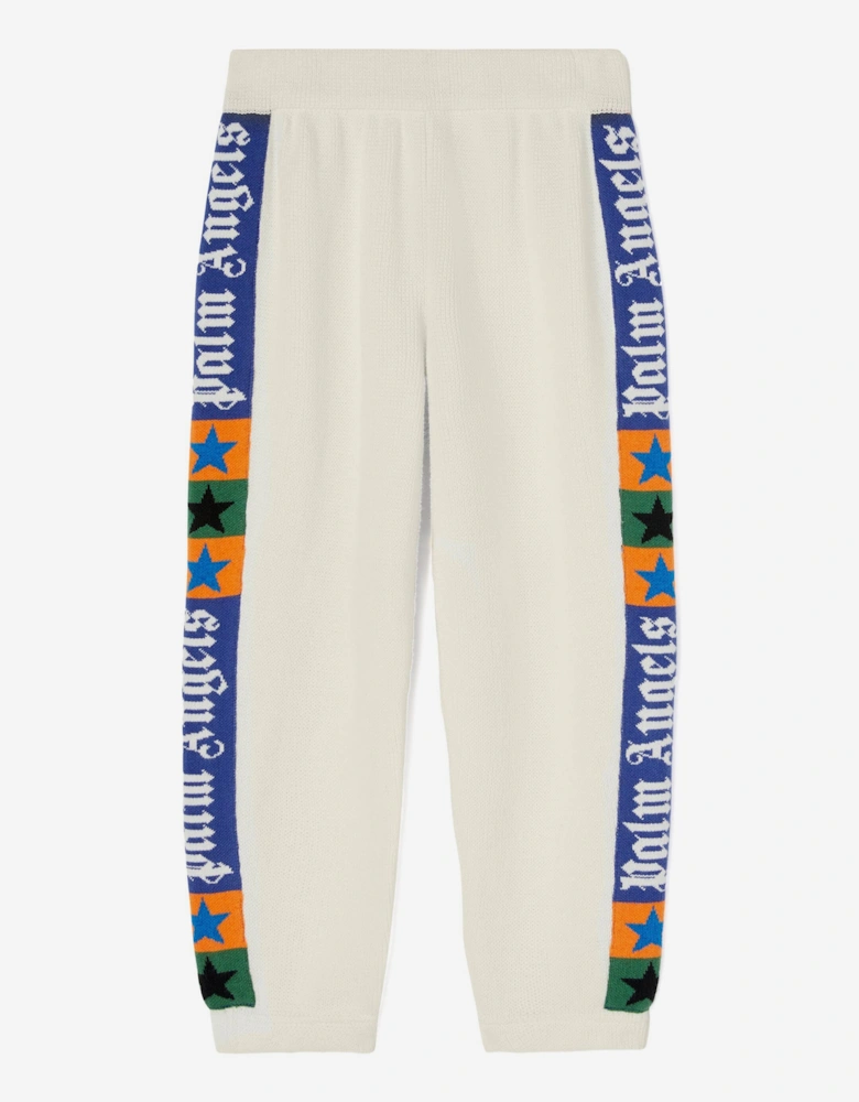 Kids Jacquard Logo Band Joggers in Ivory