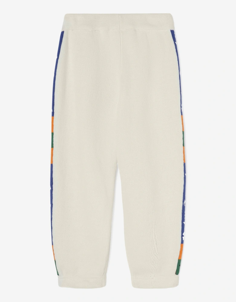 Kids Jacquard Logo Band Joggers in Ivory
