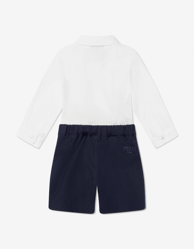 Baby Boys Short Poplin Romper in Navy