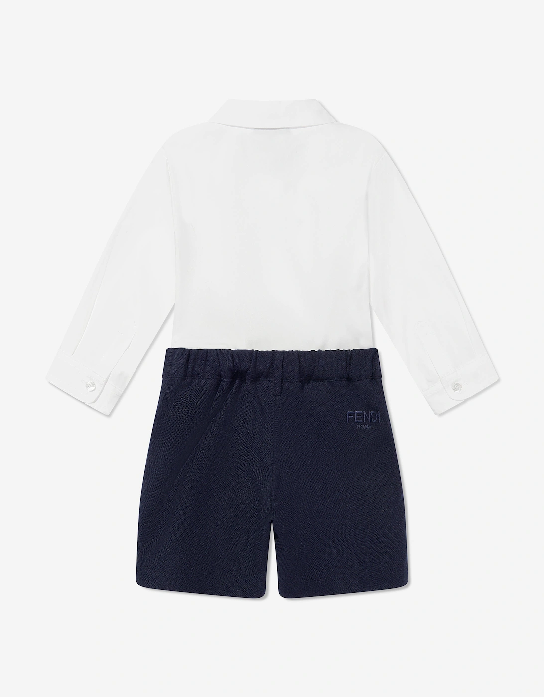 Baby Boys Short Poplin Romper in Navy