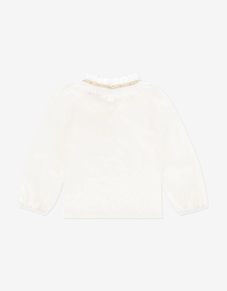 Angels Face Girls Nell Pleatd Collar Top in White