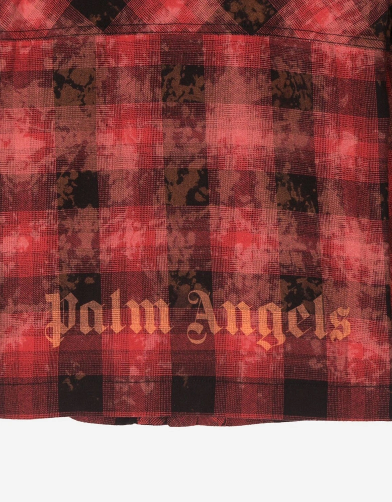 Boys Bleach Flannel Overshirt in Red