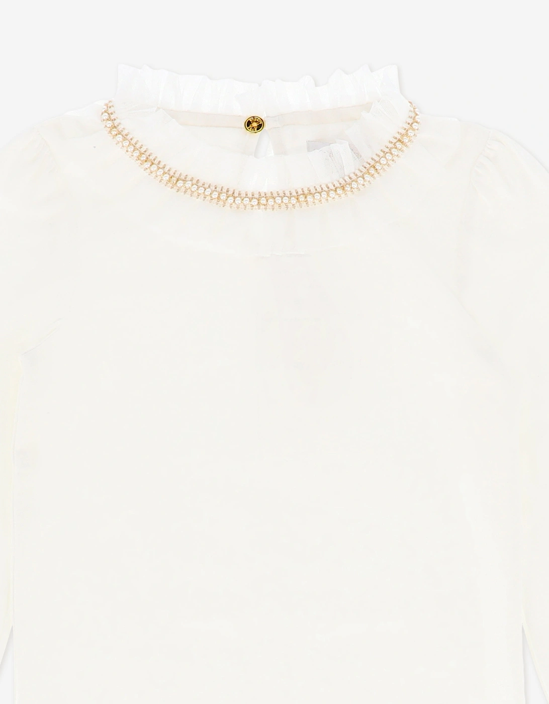Angels Face Girls Nell Pleatd Collar Top in White