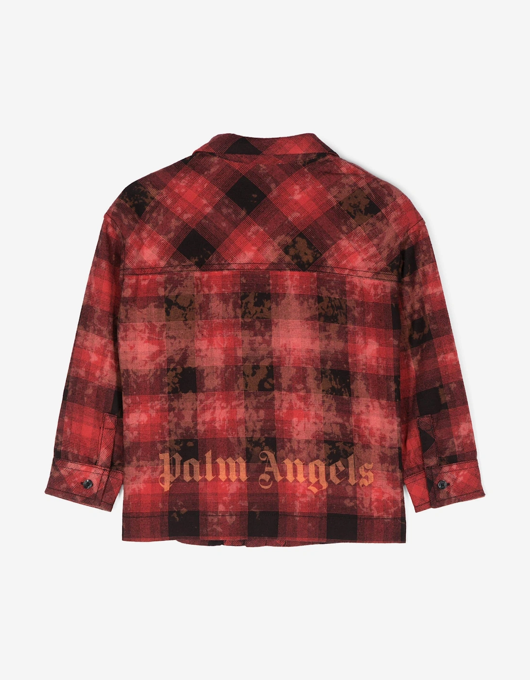 Boys Bleach Flannel Overshirt in Red