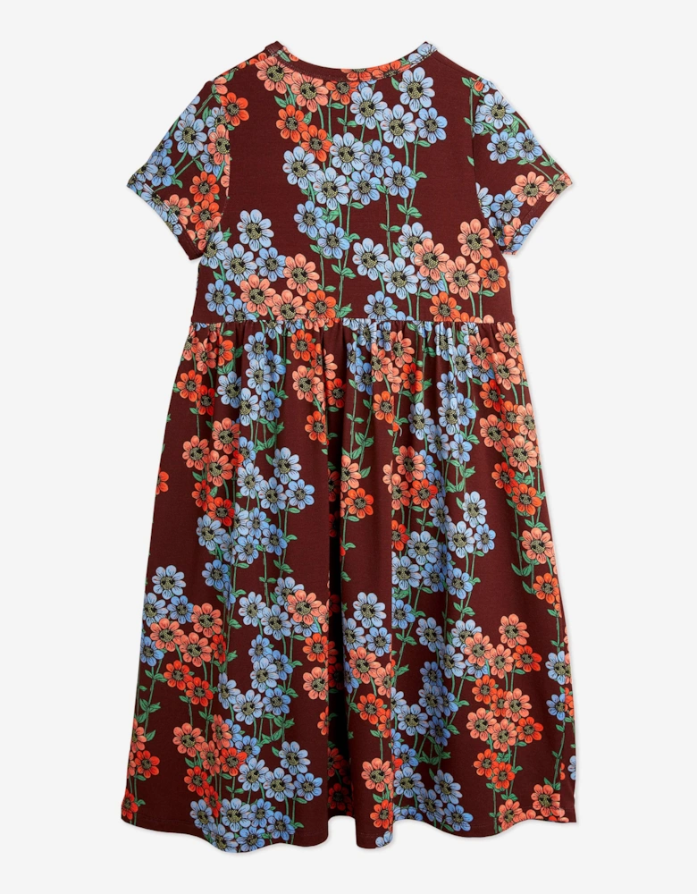 Girls Daisy Print Dress in Multicolour