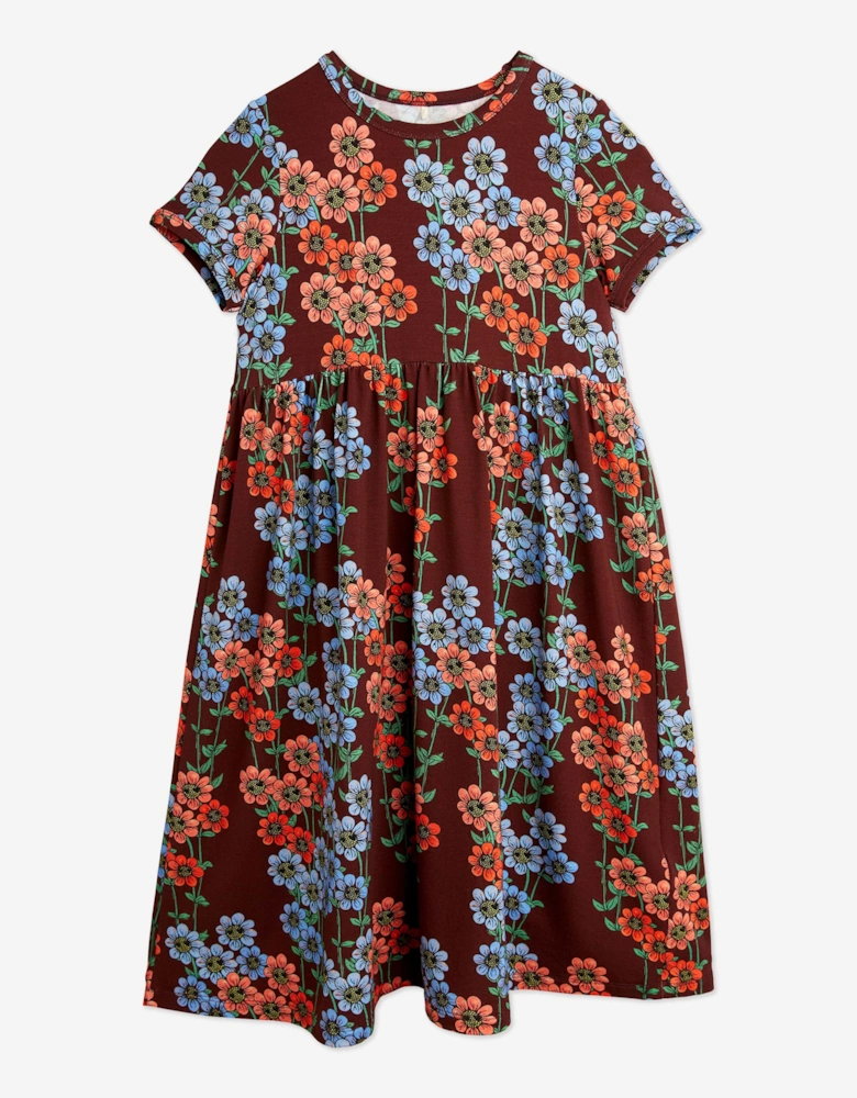 Girls Daisy Print Dress in Multicolour