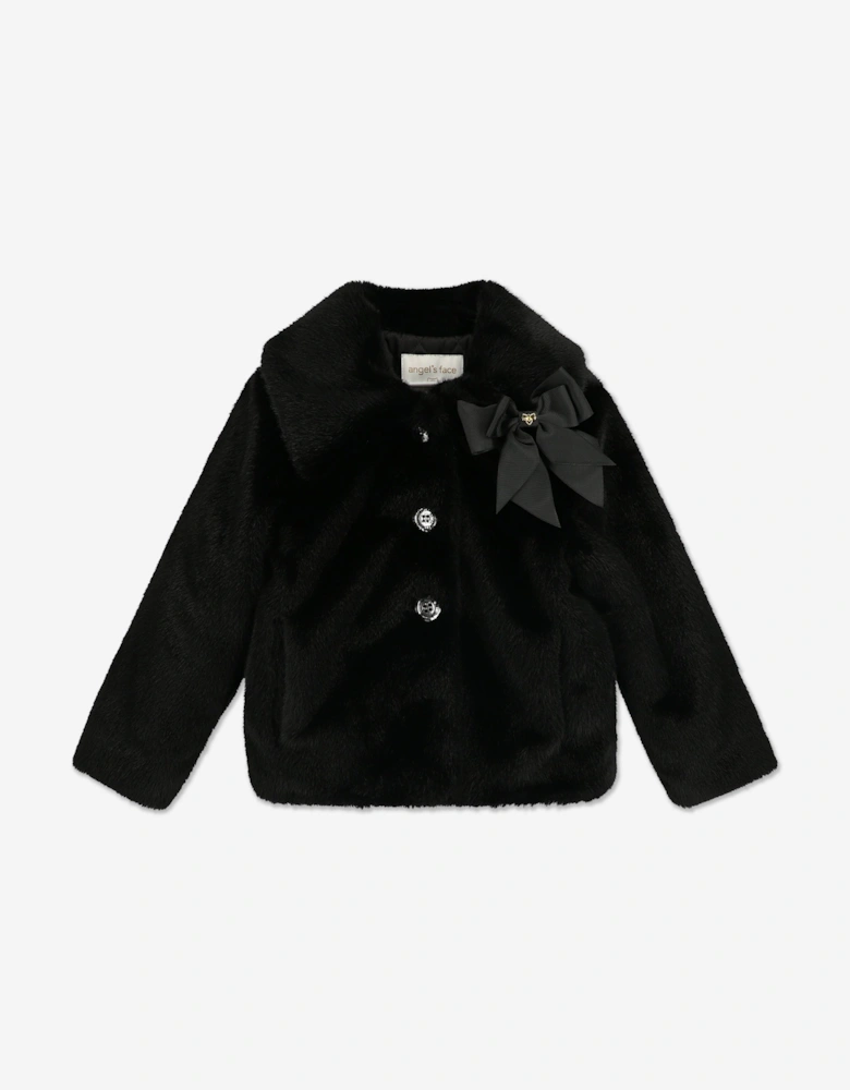 Angels Face Girls Nola Faux Fur Jacket in Black
