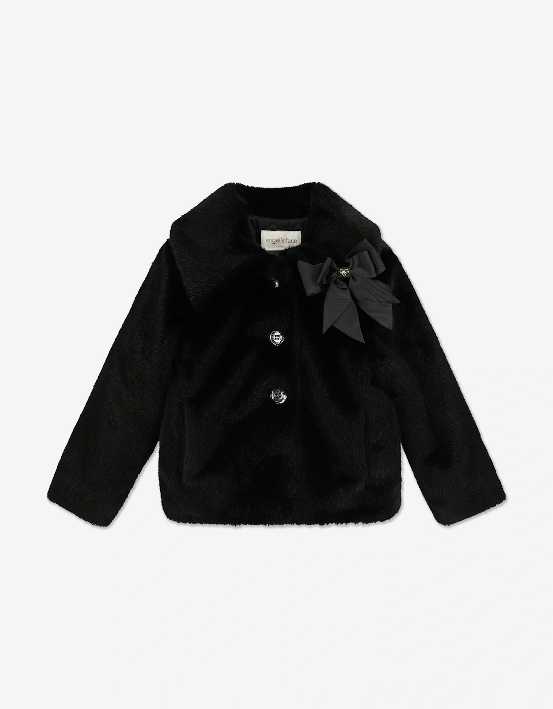 Angels Face Girls Nola Faux Fur Jacket in Black, 5 of 4