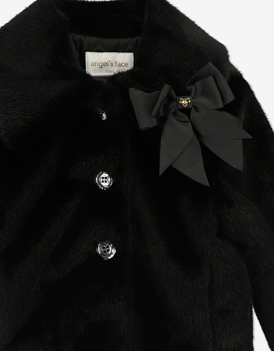 Angels Face Girls Nola Faux Fur Jacket in Black