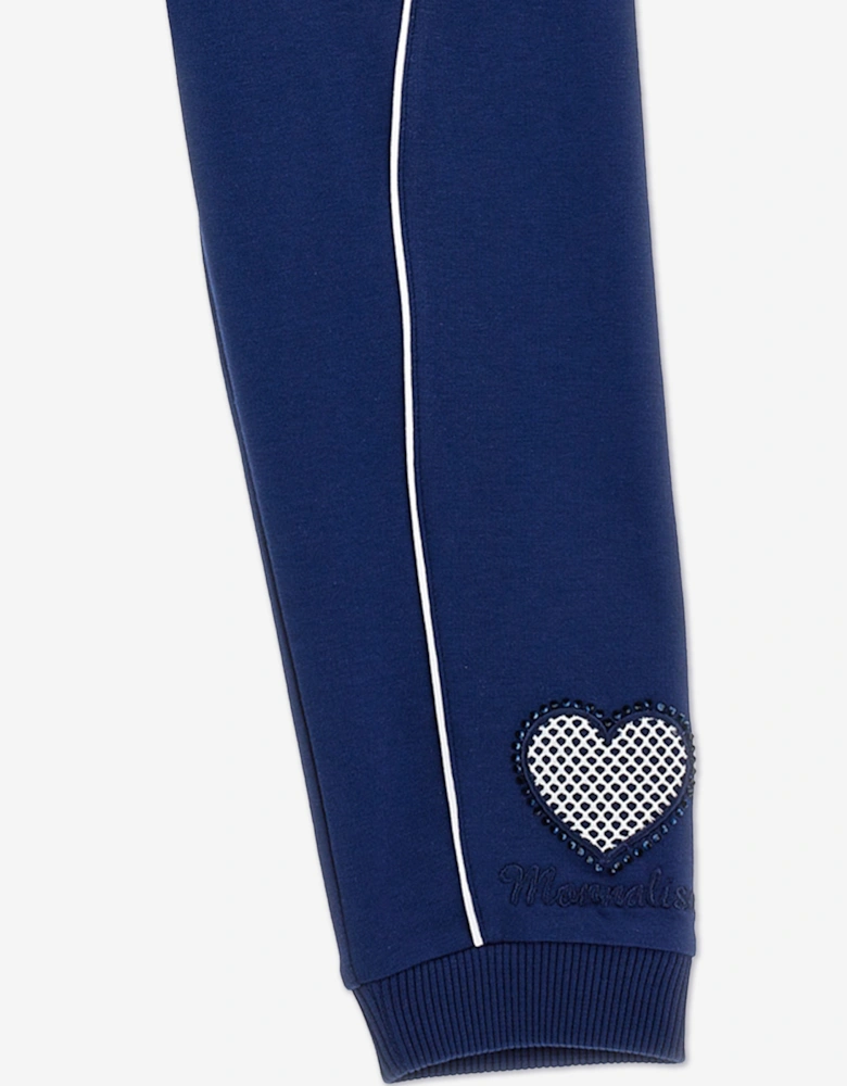 Girls Contrast Piping Joggers in Blue