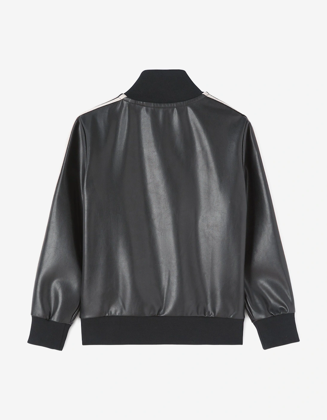 Girls Coated Track Jacket in Black