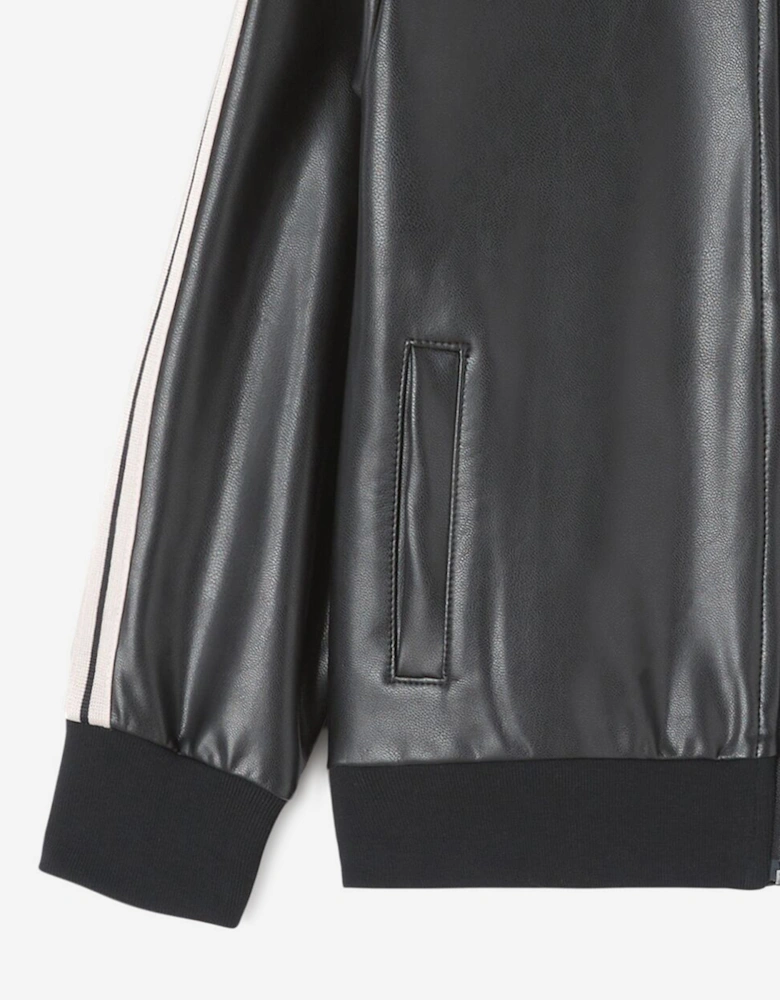 Girls Coated Track Jacket in Black