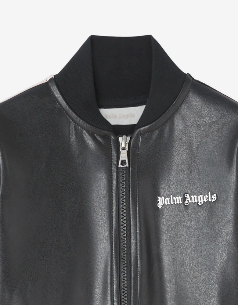 Girls Coated Track Jacket in Black