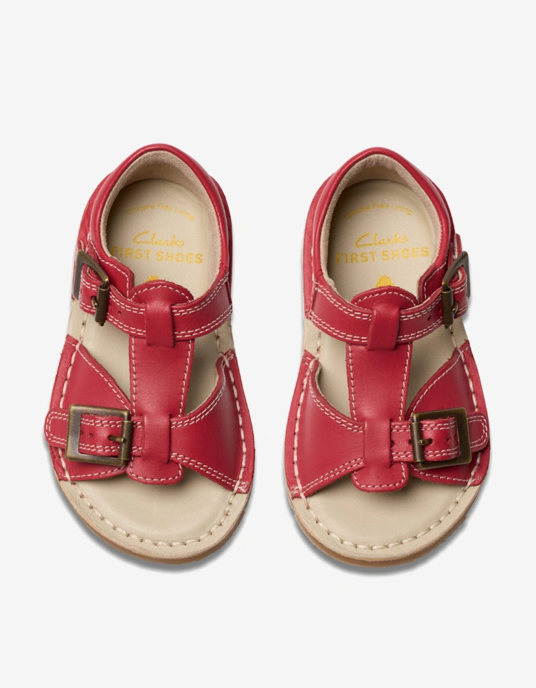 Baby Girls Leather Play Sun Reef Sandals in Red