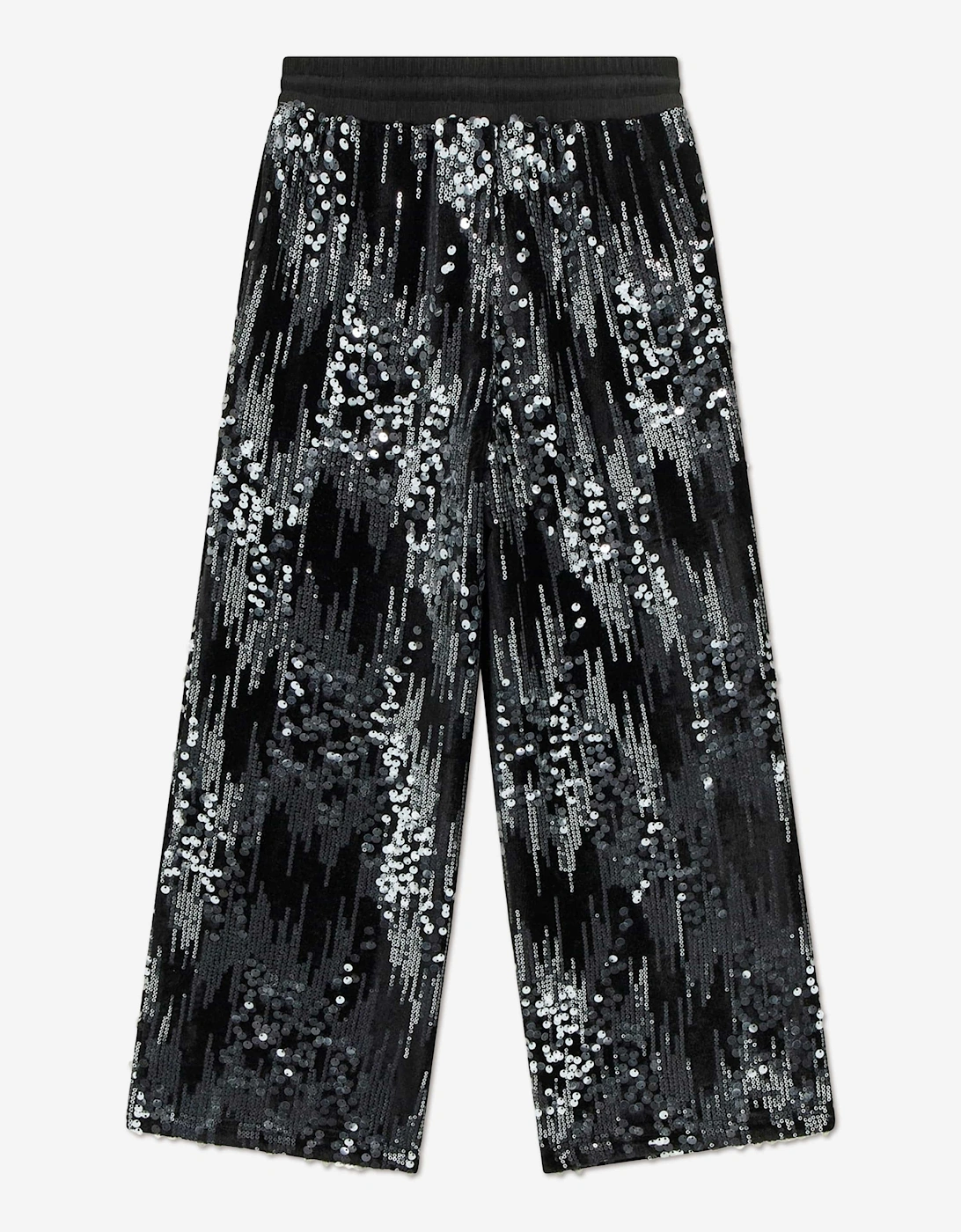 Girls Sequin Wide Leg Trousers in Black